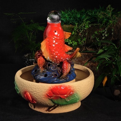 鯉魚躍龍門流水器 匠心工藝，細(xì)水長流年年有余